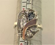 Кольцо перстень серебро 875 проба 4,62 гр 18 размер лепесток золото 585 проба