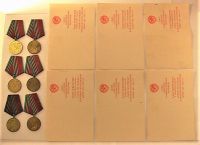 Медали юбилейные СССР 40 лет победы в ВОВ 1941 - 1945 гг. 1945-1985 6 шт. с документами лот 200