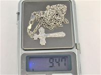 Цепочка и крестик серебро 925 проба 9,47 грамма длина 58,5 см. цепочка без пробы