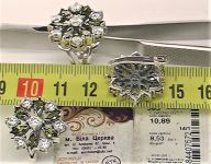 Набор серьги кольцо перстень серебро 875 проба 18,12 грамма 18,5 размер
